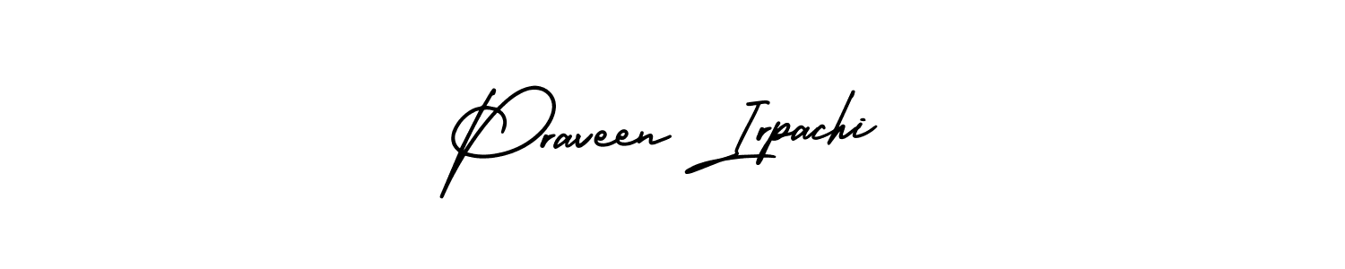 Similarly AmerikaSignatureDemo-Regular is the best handwritten signature design. Signature creator online .You can use it as an online autograph creator for name Praveen Irpachi. Praveen Irpachi signature style 3 images and pictures png