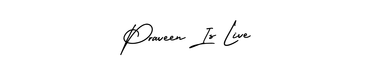 How to make Praveen Is Live signature? AmerikaSignatureDemo-Regular is a professional autograph style. Create handwritten signature for Praveen Is Live name. Praveen Is Live signature style 3 images and pictures png