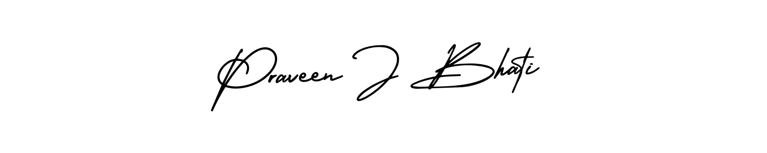 Make a beautiful signature design for name Praveen J Bhati. With this signature (AmerikaSignatureDemo-Regular) style, you can create a handwritten signature for free. Praveen J Bhati signature style 3 images and pictures png