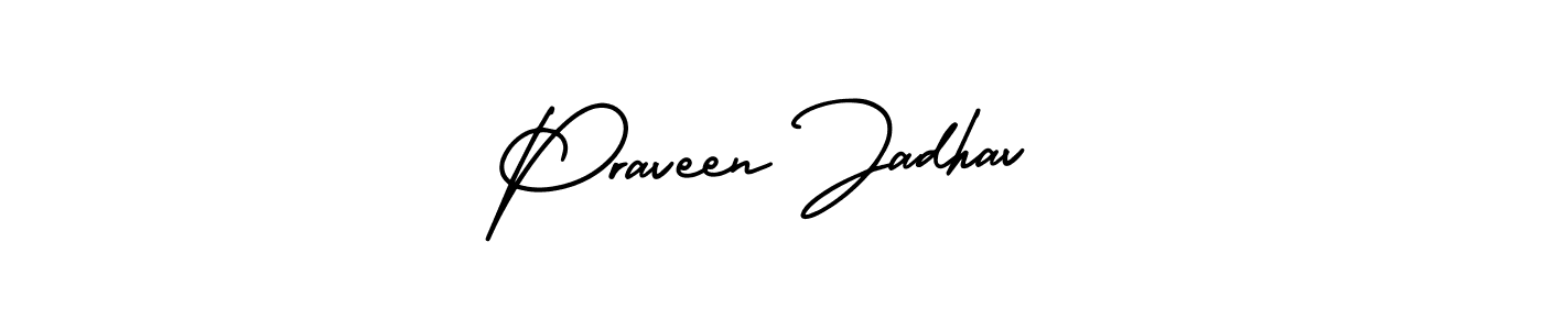 if you are searching for the best signature style for your name Praveen Jadhav. so please give up your signature search. here we have designed multiple signature styles  using AmerikaSignatureDemo-Regular. Praveen Jadhav signature style 3 images and pictures png