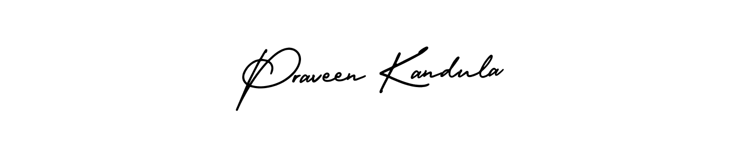 Praveen Kandula stylish signature style. Best Handwritten Sign (AmerikaSignatureDemo-Regular) for my name. Handwritten Signature Collection Ideas for my name Praveen Kandula. Praveen Kandula signature style 3 images and pictures png