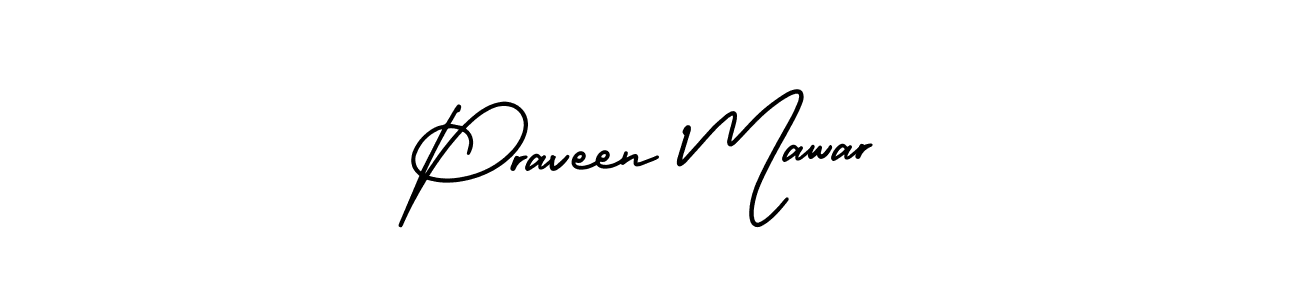 The best way (AmerikaSignatureDemo-Regular) to make a short signature is to pick only two or three words in your name. The name Praveen Mawar include a total of six letters. For converting this name. Praveen Mawar signature style 3 images and pictures png