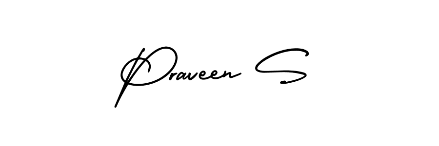 Use a signature maker to create a handwritten signature online. With this signature software, you can design (AmerikaSignatureDemo-Regular) your own signature for name Praveen S. Praveen S signature style 3 images and pictures png