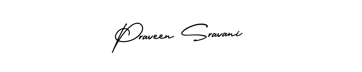 This is the best signature style for the Praveen Sravani name. Also you like these signature font (AmerikaSignatureDemo-Regular). Mix name signature. Praveen Sravani signature style 3 images and pictures png