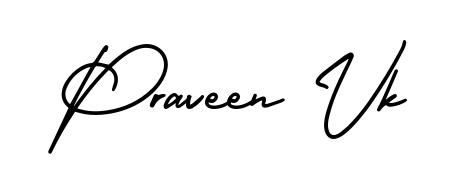 A stylish, flowing autograph style designed for name Praveen Vk using AmerikaSignatureDemo-Regular typography. Perfect for digital creative projects. Praveen Vk signature style 3 images and pictures png