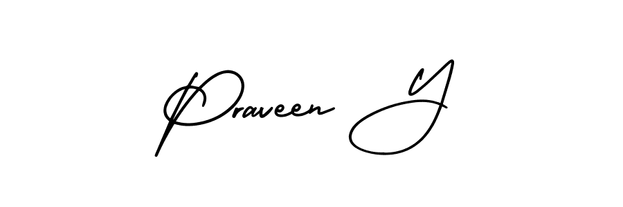 It looks lik you need a new signature style for name Praveen Y. Design unique handwritten (AmerikaSignatureDemo-Regular) signature with our free signature maker in just a few clicks. Praveen Y signature style 3 images and pictures png