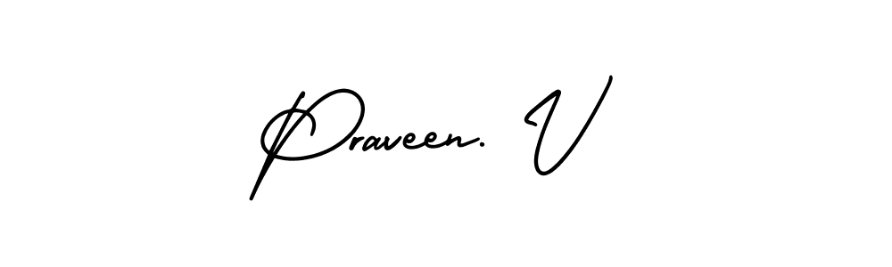 How to Draw Praveen. V signature style? AmerikaSignatureDemo-Regular is a latest design signature styles for name Praveen. V. Praveen. V signature style 3 images and pictures png