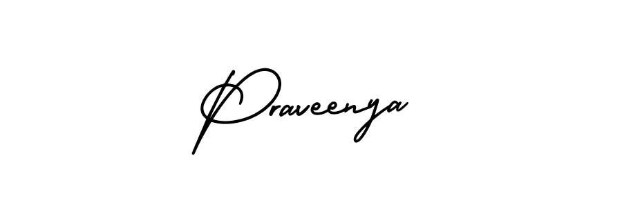 Praveenya stylish signature style. Best Handwritten Sign (AmerikaSignatureDemo-Regular) for my name. Handwritten Signature Collection Ideas for my name Praveenya. Praveenya signature style 3 images and pictures png