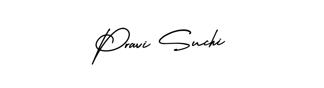 You should practise on your own different ways (AmerikaSignatureDemo-Regular) to write your name (Pravi Suchi) in signature. don't let someone else do it for you. Pravi Suchi signature style 3 images and pictures png
