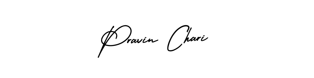 You should practise on your own different ways (AmerikaSignatureDemo-Regular) to write your name (Pravin Chari) in signature. don't let someone else do it for you. Pravin Chari signature style 3 images and pictures png