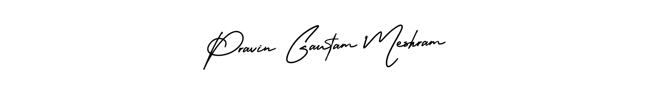 Pravin Gautam Meshram stylish signature style. Best Handwritten Sign (AmerikaSignatureDemo-Regular) for my name. Handwritten Signature Collection Ideas for my name Pravin Gautam Meshram. Pravin Gautam Meshram signature style 3 images and pictures png