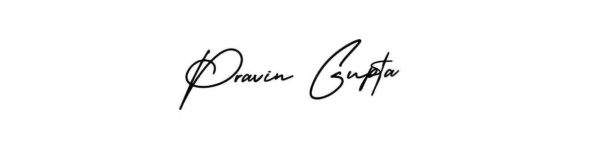 The best way (AmerikaSignatureDemo-Regular) to make a short signature is to pick only two or three words in your name. The name Pravin Gupta include a total of six letters. For converting this name. Pravin Gupta signature style 3 images and pictures png