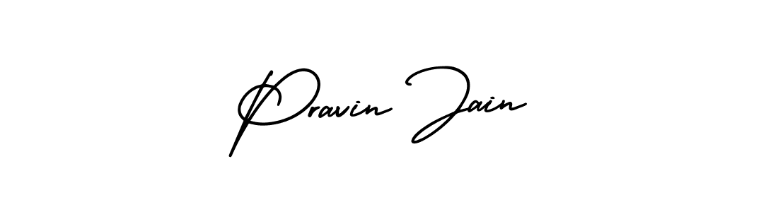 You should practise on your own different ways (AmerikaSignatureDemo-Regular) to write your name (Pravin Jain) in signature. don't let someone else do it for you. Pravin Jain signature style 3 images and pictures png