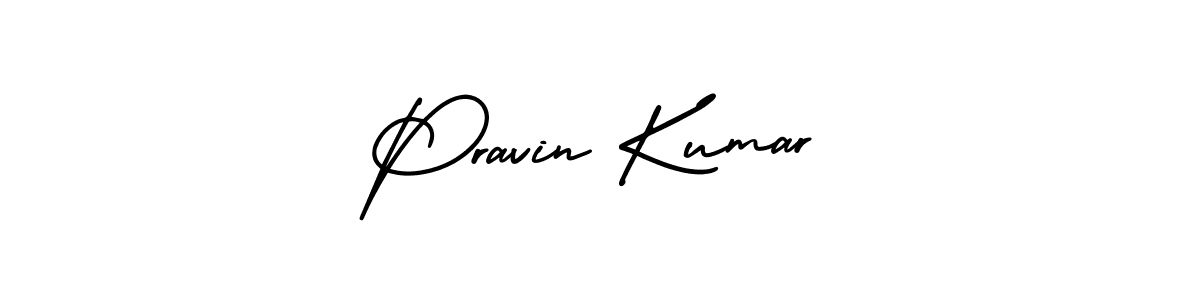 The best way (AmerikaSignatureDemo-Regular) to make a short signature is to pick only two or three words in your name. The name Pravin Kumar include a total of six letters. For converting this name. Pravin Kumar signature style 3 images and pictures png