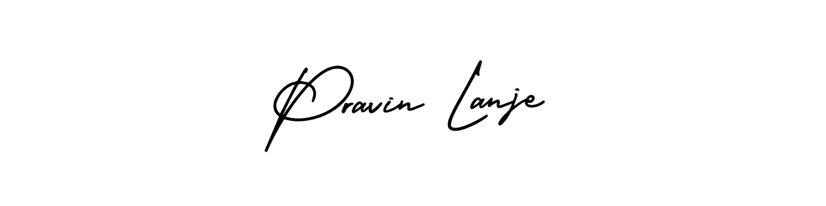 if you are searching for the best signature style for your name Pravin Lanje. so please give up your signature search. here we have designed multiple signature styles  using AmerikaSignatureDemo-Regular. Pravin Lanje signature style 3 images and pictures png