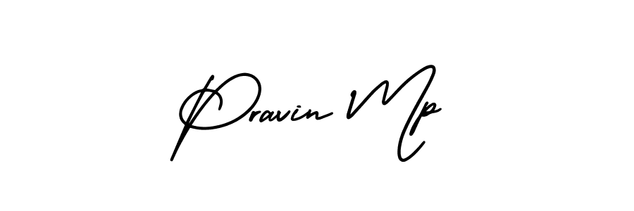 The best way (AmerikaSignatureDemo-Regular) to make a short signature is to pick only two or three words in your name. The name Pravin Mp include a total of six letters. For converting this name. Pravin Mp signature style 3 images and pictures png