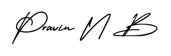 The AmerikaSignatureDemo-Regular lettering style adds unique flourish to name Pravin N B. Stand out with a custom digital autograph made in seconds. Pravin N B signature style 3 images and pictures png
