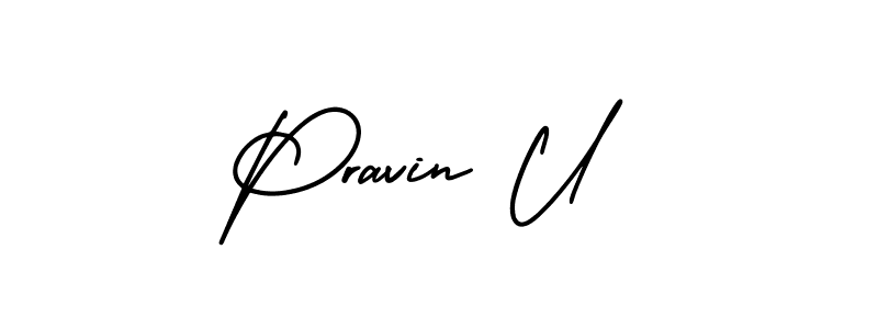 Design your own signature with our free online signature maker. With this signature software, you can create a handwritten (AmerikaSignatureDemo-Regular) signature for name Pravin U. Pravin U signature style 3 images and pictures png