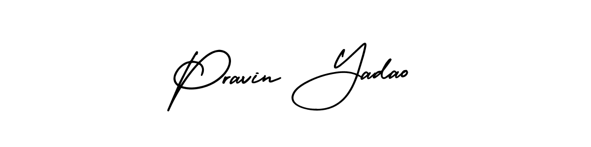 Pravin Yadao stylish signature style. Best Handwritten Sign (AmerikaSignatureDemo-Regular) for my name. Handwritten Signature Collection Ideas for my name Pravin Yadao. Pravin Yadao signature style 3 images and pictures png