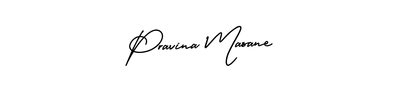 The best way (AmerikaSignatureDemo-Regular) to make a short signature is to pick only two or three words in your name. The name Pravina Masane include a total of six letters. For converting this name. Pravina Masane signature style 3 images and pictures png