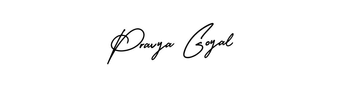 You should practise on your own different ways (AmerikaSignatureDemo-Regular) to write your name (Pravya Goyal) in signature. don't let someone else do it for you. Pravya Goyal signature style 3 images and pictures png