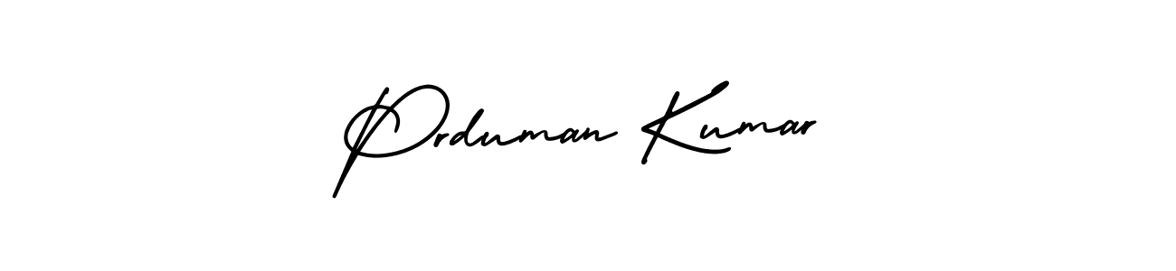You should practise on your own different ways (AmerikaSignatureDemo-Regular) to write your name (Prduman Kumar) in signature. don't let someone else do it for you. Prduman Kumar signature style 3 images and pictures png