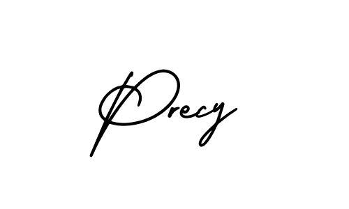 How to make Precy name signature. Use AmerikaSignatureDemo-Regular style for creating short signs online. This is the latest handwritten sign. Precy signature style 3 images and pictures png