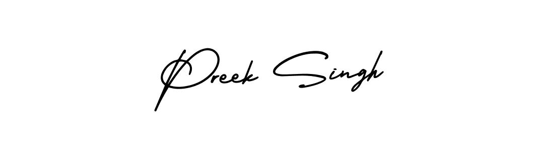 The best way (AmerikaSignatureDemo-Regular) to make a short signature is to pick only two or three words in your name. The name Preek Singh include a total of six letters. For converting this name. Preek Singh signature style 3 images and pictures png