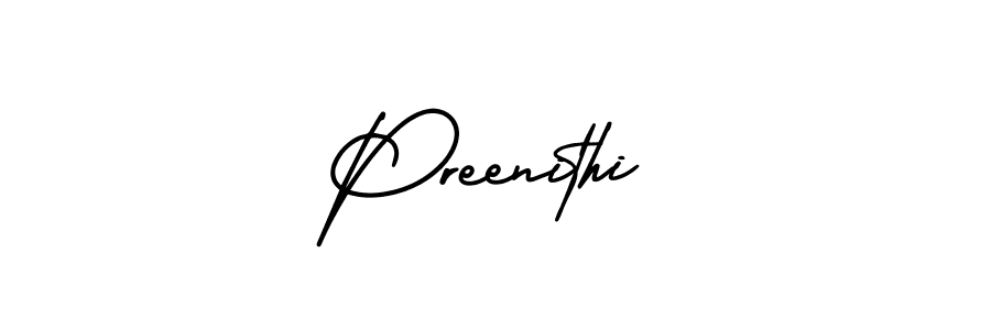 Make a beautiful signature design for name Preenithi. With this signature (AmerikaSignatureDemo-Regular) style, you can create a handwritten signature for free. Preenithi signature style 3 images and pictures png