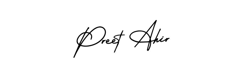 How to Draw Preet Ahir signature style? AmerikaSignatureDemo-Regular is a latest design signature styles for name Preet Ahir. Preet Ahir signature style 3 images and pictures png