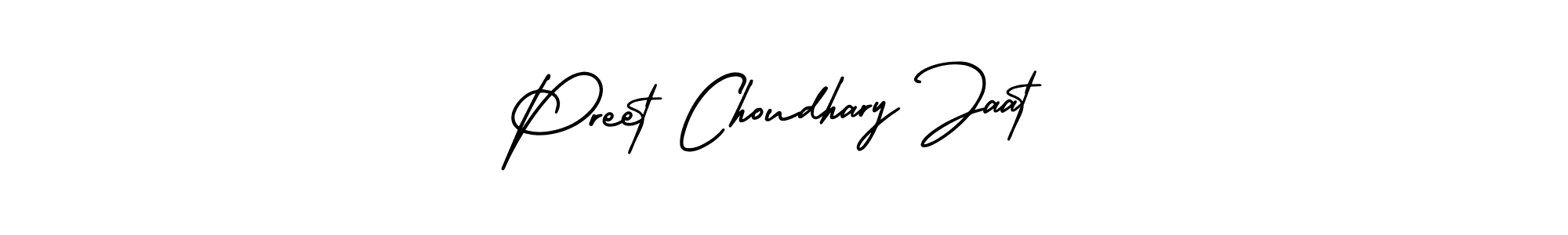 You should practise on your own different ways (AmerikaSignatureDemo-Regular) to write your name (Preet Choudhary Jaat) in signature. don't let someone else do it for you. Preet Choudhary Jaat signature style 3 images and pictures png