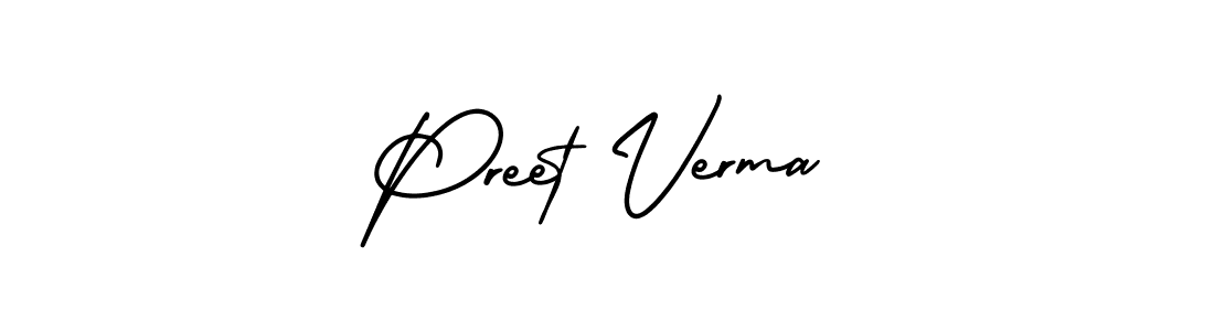 This is the best signature style for the Preet Verma name. Also you like these signature font (AmerikaSignatureDemo-Regular). Mix name signature. Preet Verma signature style 3 images and pictures png