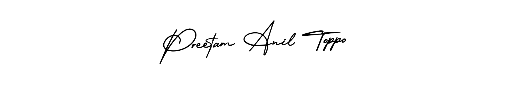 How to make Preetam Anil Toppo name signature. Use AmerikaSignatureDemo-Regular style for creating short signs online. This is the latest handwritten sign. Preetam Anil Toppo signature style 3 images and pictures png