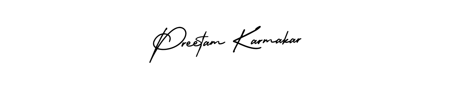 AmerikaSignatureDemo-Regular is a professional signature style that is perfect for those who want to add a touch of class to their signature. It is also a great choice for those who want to make their signature more unique. Get Preetam Karmakar name to fancy signature for free. Preetam Karmakar signature style 3 images and pictures png