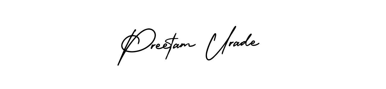 The best way (AmerikaSignatureDemo-Regular) to make a short signature is to pick only two or three words in your name. The name Preetam Urade include a total of six letters. For converting this name. Preetam Urade signature style 3 images and pictures png