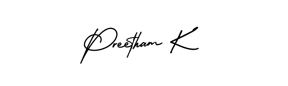 Preetham K stylish signature style. Best Handwritten Sign (AmerikaSignatureDemo-Regular) for my name. Handwritten Signature Collection Ideas for my name Preetham K. Preetham K signature style 3 images and pictures png