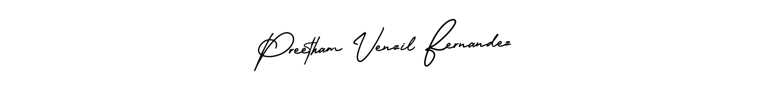 AmerikaSignatureDemo-Regular is a professional signature style that is perfect for those who want to add a touch of class to their signature. It is also a great choice for those who want to make their signature more unique. Get Preetham Venzil Fernandez name to fancy signature for free. Preetham Venzil Fernandez signature style 3 images and pictures png