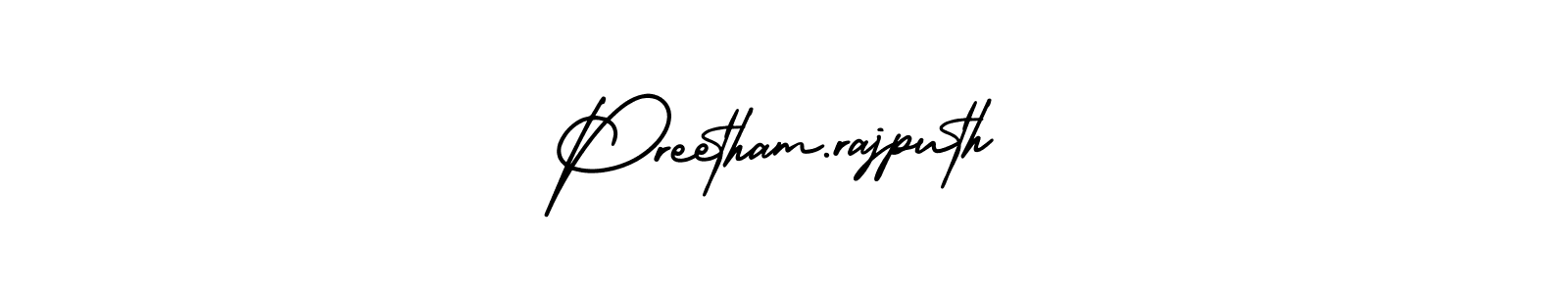 The best way (AmerikaSignatureDemo-Regular) to make a short signature is to pick only two or three words in your name. The name Preetham.rajputh include a total of six letters. For converting this name. Preetham.rajputh signature style 3 images and pictures png