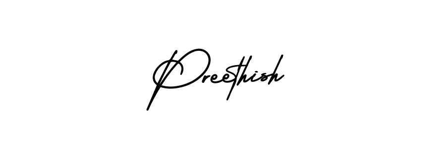 Preethish stylish signature style. Best Handwritten Sign (AmerikaSignatureDemo-Regular) for my name. Handwritten Signature Collection Ideas for my name Preethish. Preethish signature style 3 images and pictures png