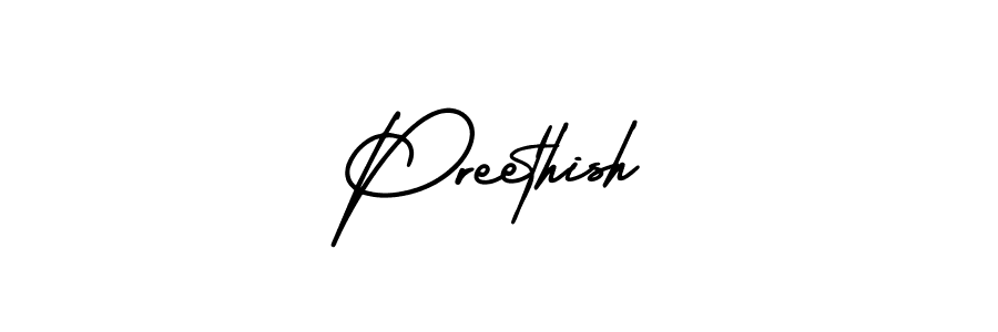 Preethish stylish signature style. Best Handwritten Sign (AmerikaSignatureDemo-Regular) for my name. Handwritten Signature Collection Ideas for my name Preethish. Preethish signature style 3 images and pictures png