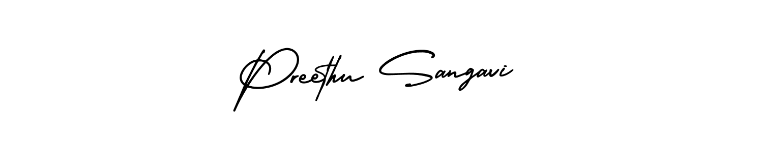 How to make Preethu Sangavi name signature. Use AmerikaSignatureDemo-Regular style for creating short signs online. This is the latest handwritten sign. Preethu Sangavi signature style 3 images and pictures png