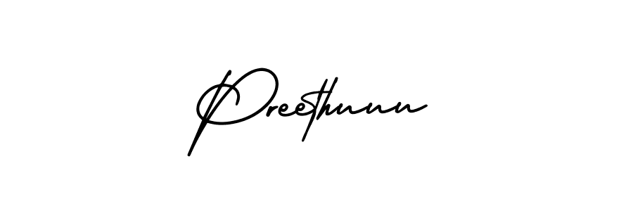 Use a signature maker to create a handwritten signature online. With this signature software, you can design (AmerikaSignatureDemo-Regular) your own signature for name Preethuuu. Preethuuu signature style 3 images and pictures png