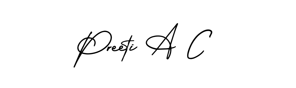 if you are searching for the best signature style for your name Preeti A C. so please give up your signature search. here we have designed multiple signature styles  using AmerikaSignatureDemo-Regular. Preeti A C signature style 3 images and pictures png