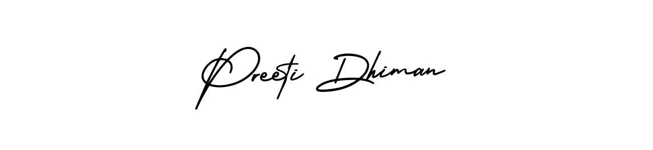 How to make Preeti Dhiman name signature. Use AmerikaSignatureDemo-Regular style for creating short signs online. This is the latest handwritten sign. Preeti Dhiman signature style 3 images and pictures png