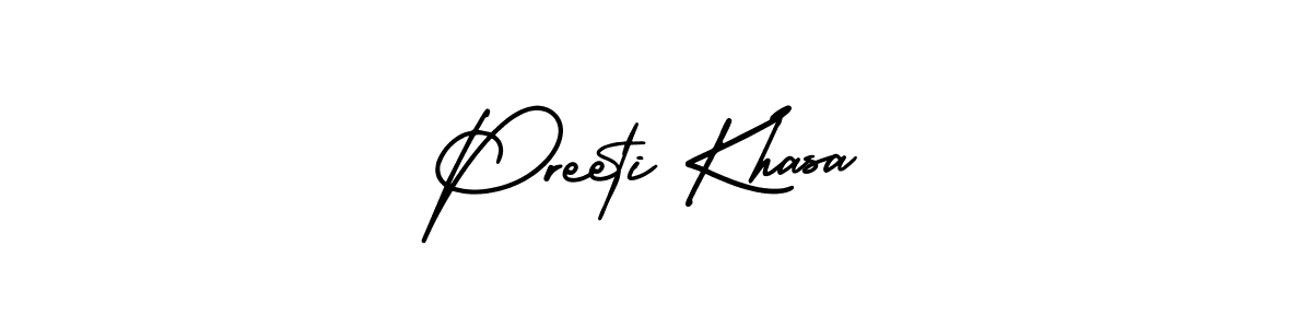 The best way (AmerikaSignatureDemo-Regular) to make a short signature is to pick only two or three words in your name. The name Preeti Khasa include a total of six letters. For converting this name. Preeti Khasa signature style 3 images and pictures png