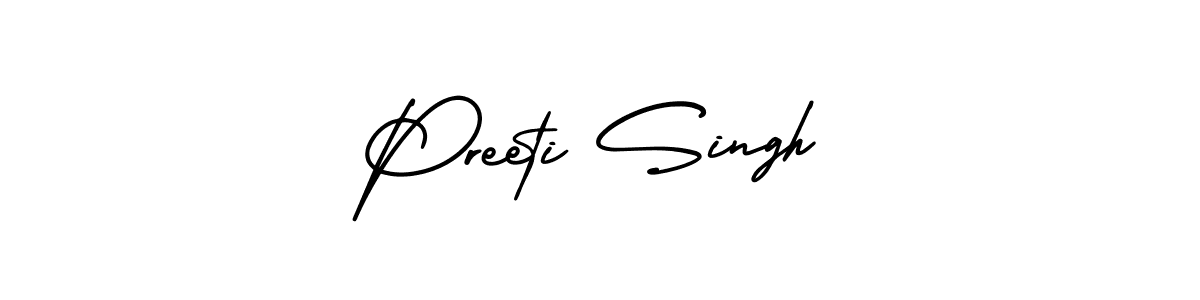 You should practise on your own different ways (AmerikaSignatureDemo-Regular) to write your name (Preeti Singh) in signature. don't let someone else do it for you. Preeti Singh signature style 3 images and pictures png