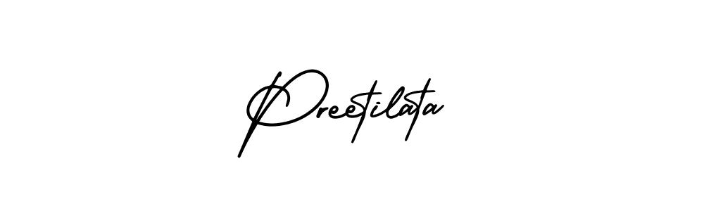 The best way (AmerikaSignatureDemo-Regular) to make a short signature is to pick only two or three words in your name. The name Preetilata include a total of six letters. For converting this name. Preetilata signature style 3 images and pictures png