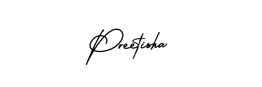 Preetisha stylish signature style. Best Handwritten Sign (AmerikaSignatureDemo-Regular) for my name. Handwritten Signature Collection Ideas for my name Preetisha. Preetisha signature style 3 images and pictures png