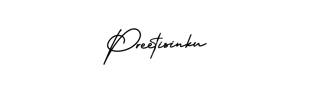 The best way (AmerikaSignatureDemo-Regular) to make a short signature is to pick only two or three words in your name. The name Preetisinku include a total of six letters. For converting this name. Preetisinku signature style 3 images and pictures png