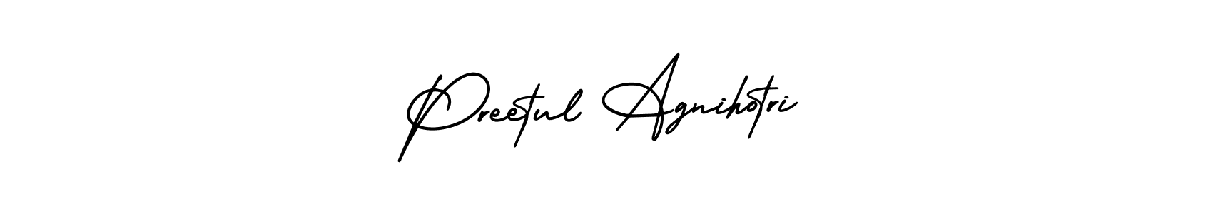 if you are searching for the best signature style for your name Preetul Agnihotri. so please give up your signature search. here we have designed multiple signature styles  using AmerikaSignatureDemo-Regular. Preetul Agnihotri signature style 3 images and pictures png